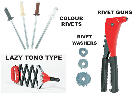 Rivet Guns | Colour Rivets | Lazy Tong Type | Rivet Washers
